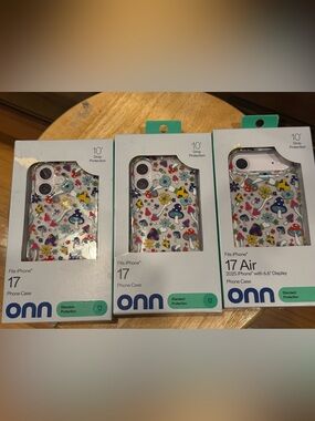 Clear iPhone 17 or 17 air phone Case with Colorful Floral and Mushroom Print